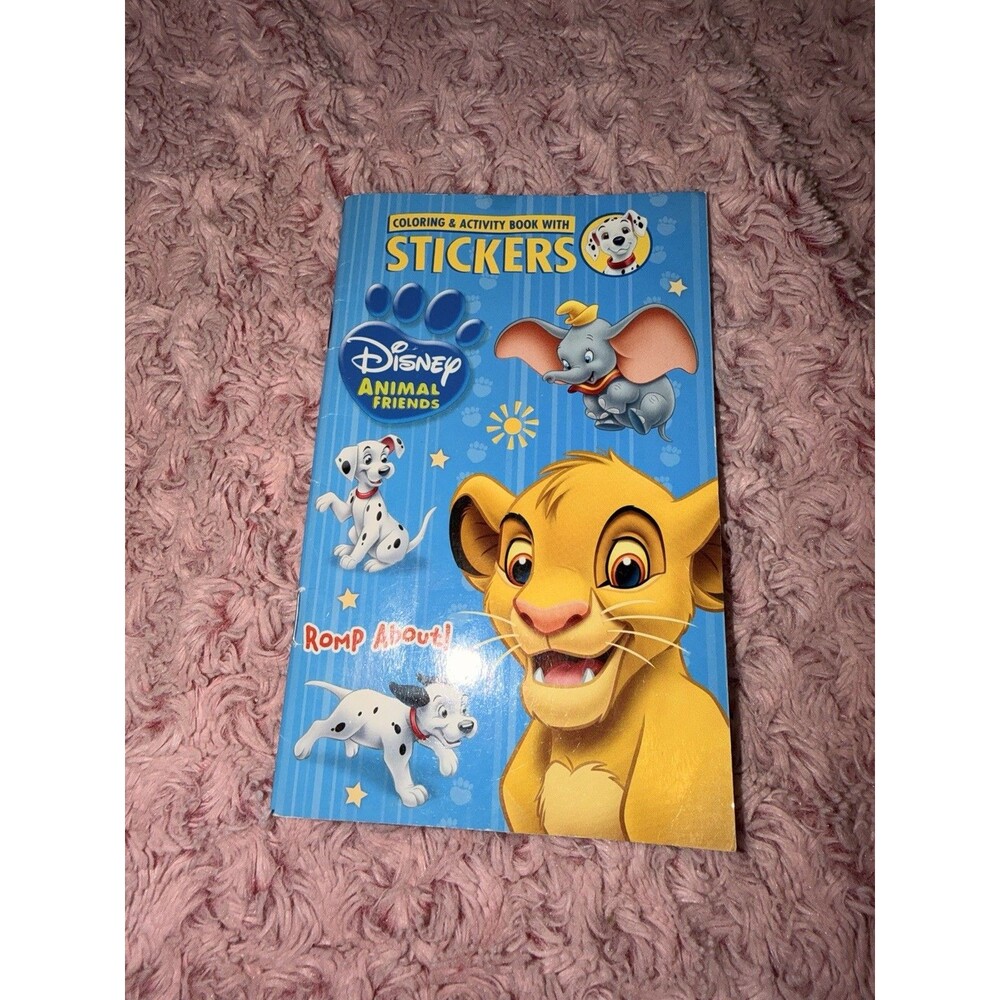 Disney Animal Friends Book to Color W/ Stickers Dumbo Simba Lion King Dalmatians
